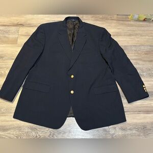 Brooks Brothers 346 navy 100% Wool 2 button blazer jacket size 50 regular